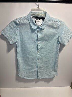 Cactus Boys Light Blue Short Sleeve Button Shirt Boys Size 11-12 EUC
